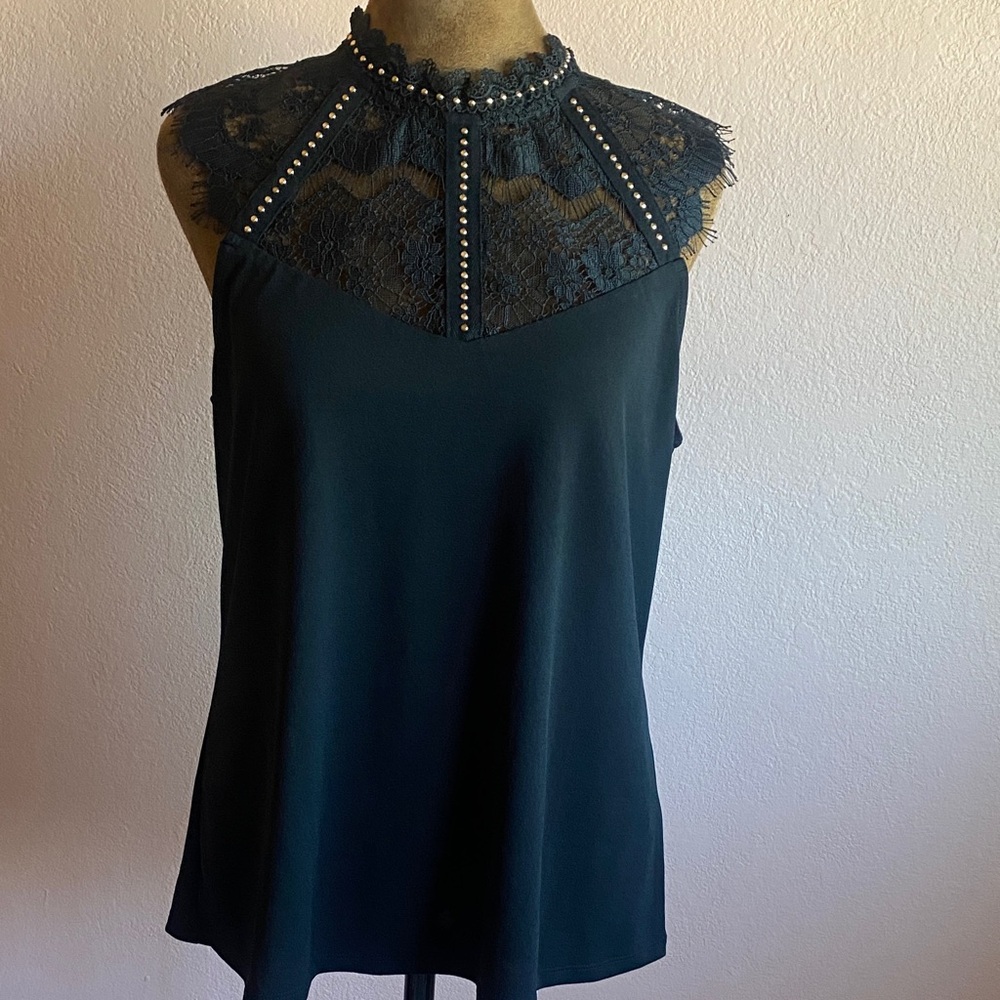 BELLDINI Black Lace Embellished Blouse